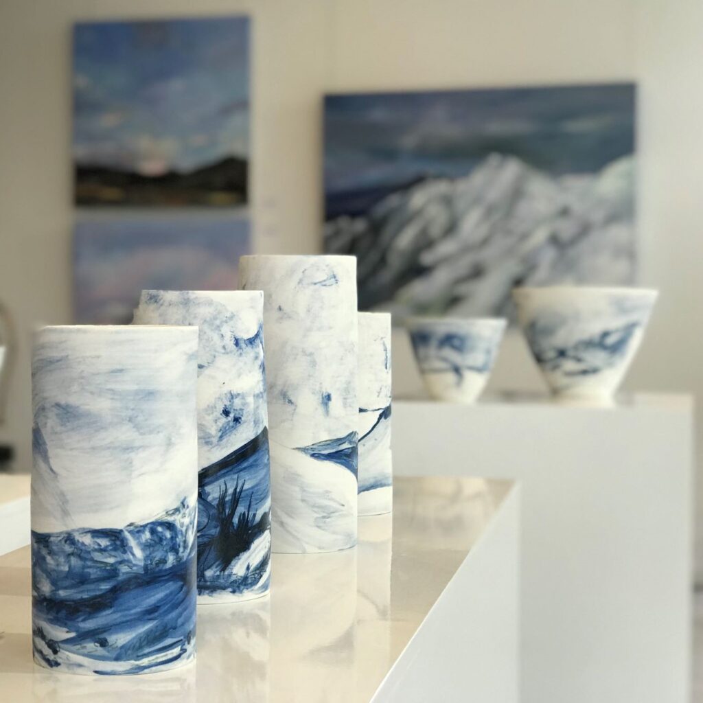 “Ceramics and Paintings” porcelain and oil paintings inspired by Mansfield’s High Country.